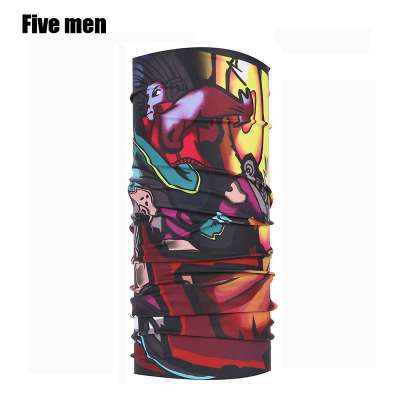 Five men customized oem silver ion anti-microbial sports headwear bandanas