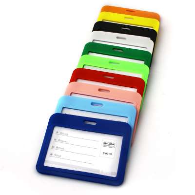 Custom PP material  plastic double-side transparent id card holder for event work