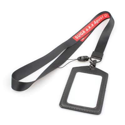 2019 hot sale dye sublimation diy leather id badge holder lanyard