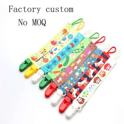 Eco-friendly cute custom printing baby pacifier clip with design and sample free