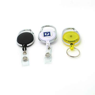 New style carabiner retractable pull reel badge holder