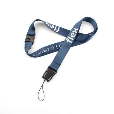 Custom logo nylon keychain holder lanyard navy