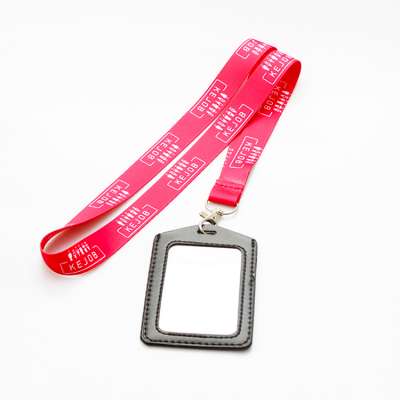 High quality leather id holder cute lanyard with badge