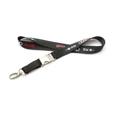 Colorful neck polyester customized design lanyards with metal breakaway buckle