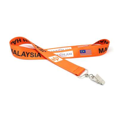 Cool design custom logo festival event staff wear polyester alligator clip stain lanyard